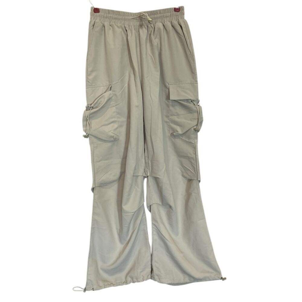 NWT Small SHEIN EZwear Cream-Colored Drawstring Waist Flap Pocket Cargo Pants - Picture 9 of 9